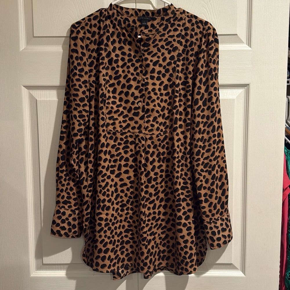 Ann Taylor Leopard Tunic, large, EUC, maybe work once.